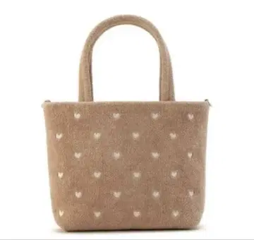 페일라 베이지 하트 무늬 소형 토트백