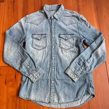 REPLAY 데님 블루 긴팔 셔츠