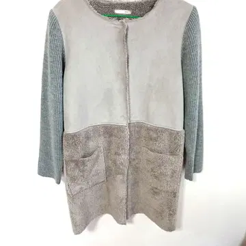 그레이 인조 모피 롱 코트