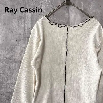 Ray Cassin 배색 메로우 셔링 상의 얇은 소재 고급스러운 귀여움
