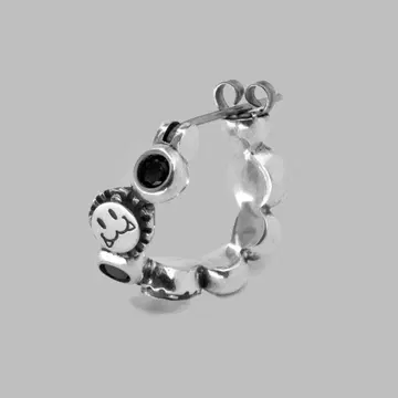 라이온 하트 샤프 후프 귀걸이 블랙 지르코니아 한쪽용