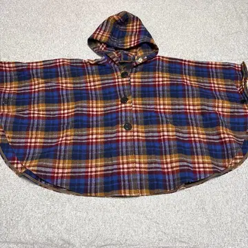 Fidelity 후드 부착 체크 무늬 판초 L 사이즈