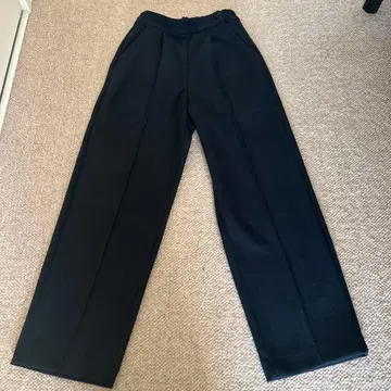 VIRINA 다크 네이비 와이드 팬츠 버튼 허리 밴딩