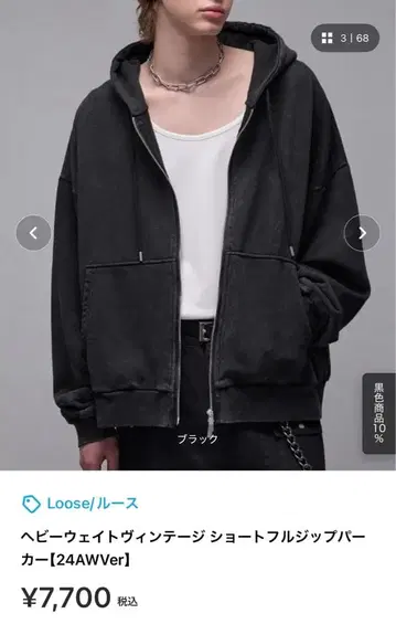 루즈 더블 지퍼 헤비 웨이트 빈티지 숏 풀 집업 후드티