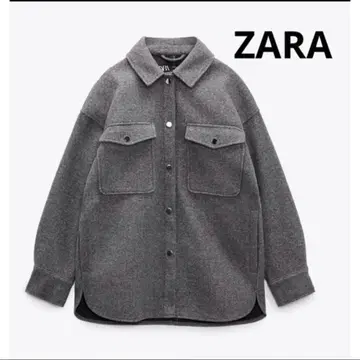 ZARA 그레이 셔츠 자켓 L 메탈 버튼 셔츠 자켓