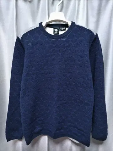 데상트 골프 니트 스웨터 절개 네이비