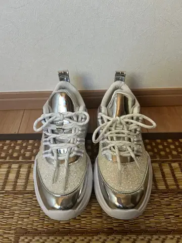 실버/화이트 글리터 스니커즈 S