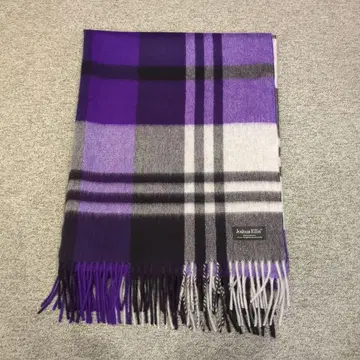 Joshua Ellis 캐시미어 스톨 보라색 계열 체크 무늬