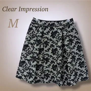 클리어 임프레션 꽃무늬 자카드 플레어 스커트 종아리 기장 고급 이소재