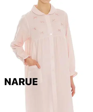 새상품 64570 나르에 핑크 더블 거즈 리본 원피스 룸웨어 파자마