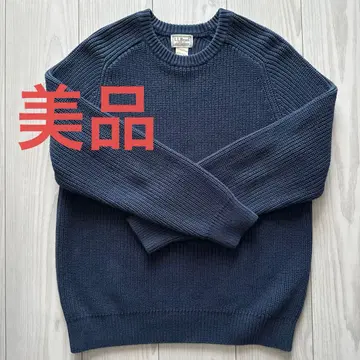 [ 새상품급 ] L.Lbean 코튼 니트 스웨터 두툼한 골지 편직 네이비
