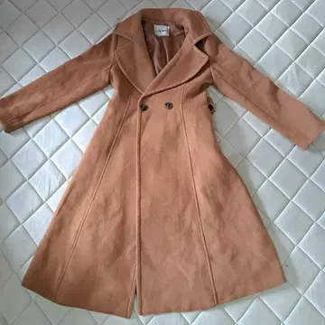 Lily Brown 더블 브레스트 체스터 코트 핑크 베이지