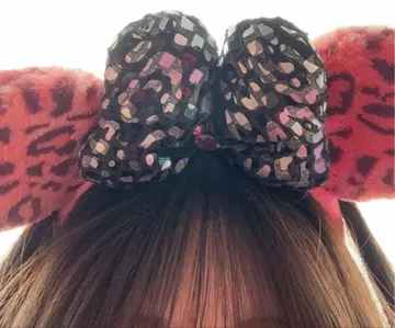 레오파드 무늬 리본 머리띠