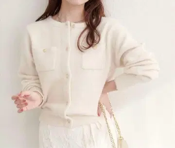 [ 새상품 ] naturalcouture 수플레얀 금장 버튼 포켓 가디건