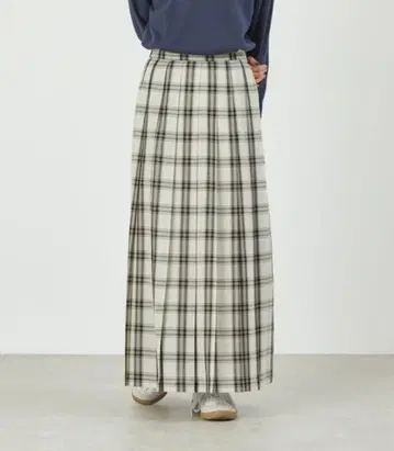 매킨토시 철학 플리츠 스커트 1 베이지 롱 체크
