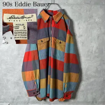 90s Eddie Bauer 체크 zip 풀오버 셔츠 PM71