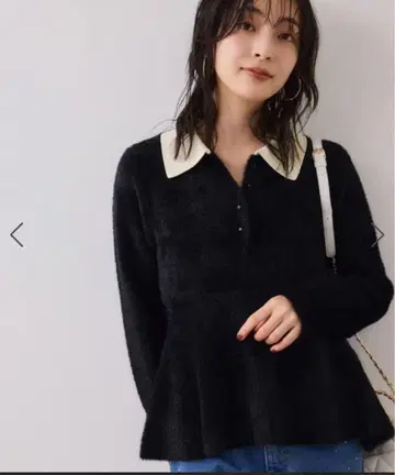 vis 페플럼 디자인 샤기 니트