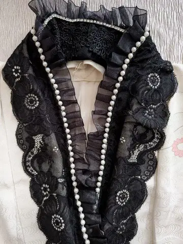 4way 레이스, 펄, 프릴의 겹침 옷깃, 장식 옷깃, 다테지리