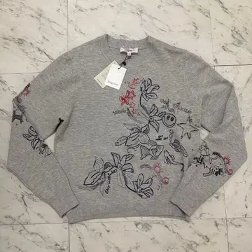 택 포함 새상품 Desigual.데시구알 자수 니트탑 그레이 XS