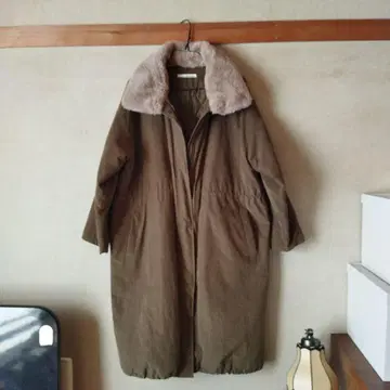 엘렌카레듀에 충전솜 모즈 코트 롱 코트 옷깃 퍼