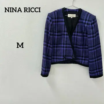 NINA RICCI 니나리치 체크 무늬 울 자켓 퍼플 9호