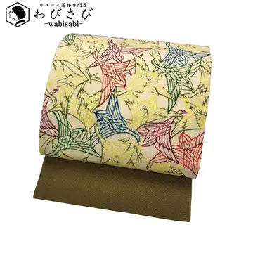 나고야 오비 형염 학 기러기색 크레이프 원단 O-5366