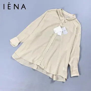 새상품 슬로브 이에나 울 보일 셔츠 시어 블라우스 베이지 사이즈 F