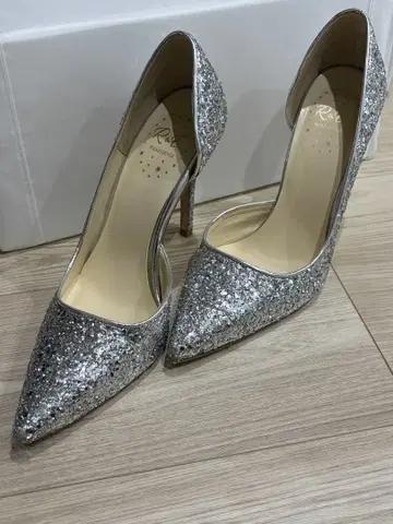 R&E 글리터 실버 스틸레토 하이힐