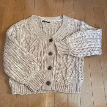 oneway 베이지 케이블 짜임 니트 가디건