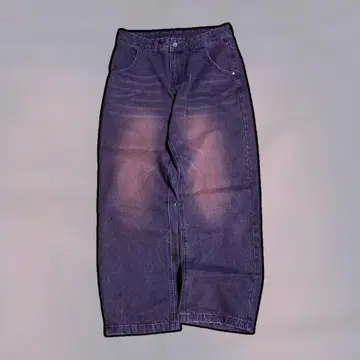 퍼플 데님 팬츠 와이드 페이드 가공 Y2K