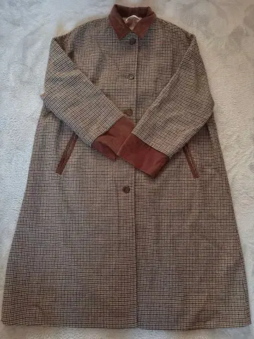 CPCM 체크 무늬 코듀로이 롱 코트 F 사이즈