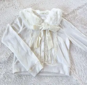 리즈리사 본 퍼 옷깃 화이트 가디건 히메갸루