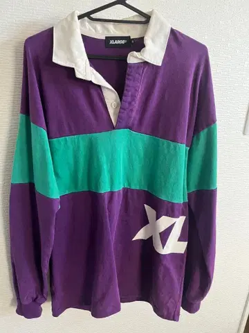 XLARGE 긴팔 피케 셔츠 M 보라색/그린