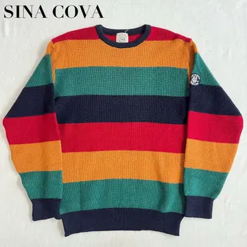 SINA COVA 시나코바 보더 멀티 컬러 M 울 니트 스웨터