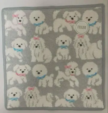 미사용 새상품 라이브러리 페이러 복슬복슬 강아지 손수건 라이트 그레이