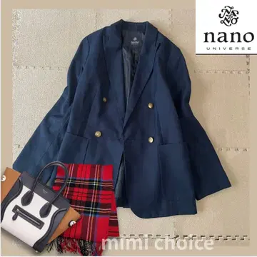 [ nano universe ] 골드 버튼 더블 자켓 네이비