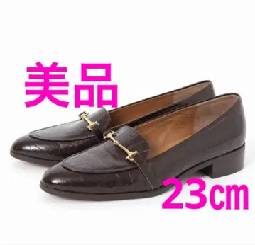 루타론 그리 스 가죽 비트 로퍼 23cm 브라운 갈색