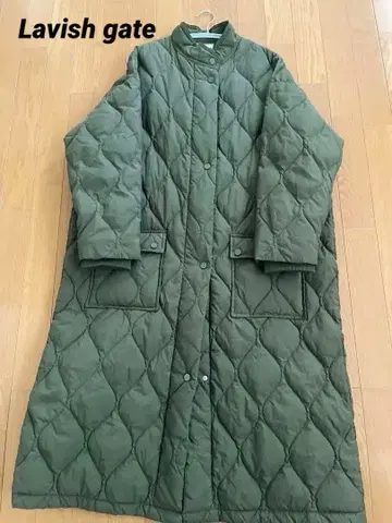Lavish gate 퀼팅 롱 다운 코트 카키 오버 사이즈