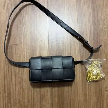 블랙 뜨개질 숄더백