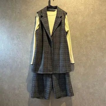 RADIATE 트위드 체크 테일러드 베스트 하프 팬츠 셋업