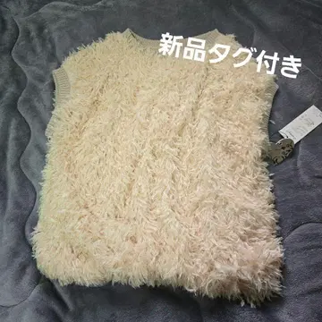 택 포함 새상품 퍼 스타일 슬리브리스 니트 베스트