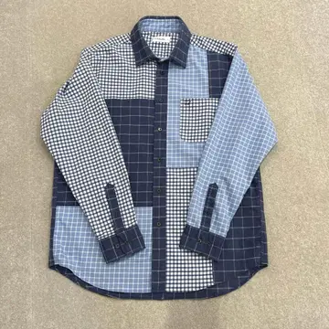 골든베어 패치워크 셔츠 파랑 블루 L 체크