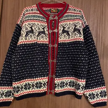 울 100% 크리스마스 니트 가디건