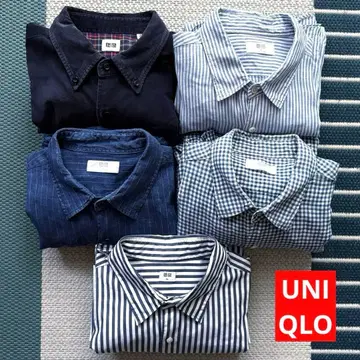 유니클로 셔츠 5점 묶음 판매 긴팔 XL 블루 계열 파랑 코듀로이