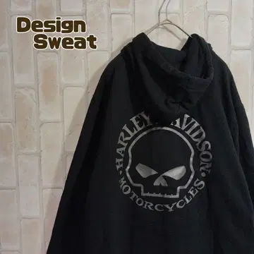 할리데이비슨 후드티 집업 해골 블랙