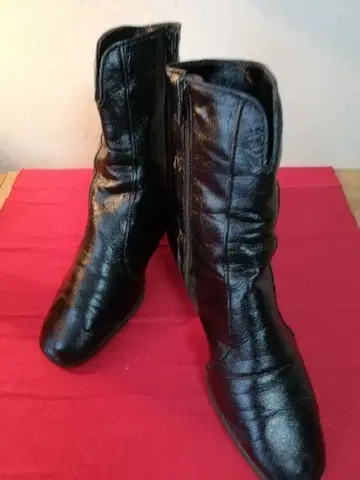 긴자 Yoshinoya 숏부츠 가죽 23.5cm 블랙 풀 집업