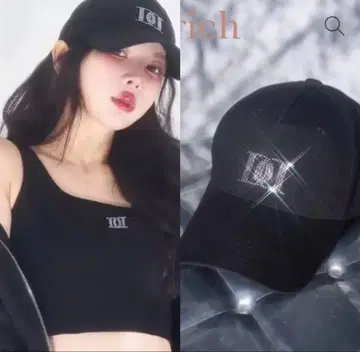 다리치 새상품 크리스탈 로고 캡 블랙 반짝이는 모자