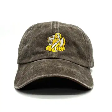 새상품 오리지널 자수 베이스볼 캡 라이온 모티브 브라운 로고