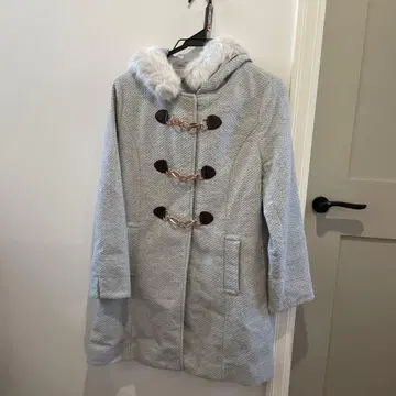 그레이 더플 코트 퍼 후드 포함