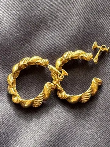 MAYU 빈티지 귀찌 골드 후프